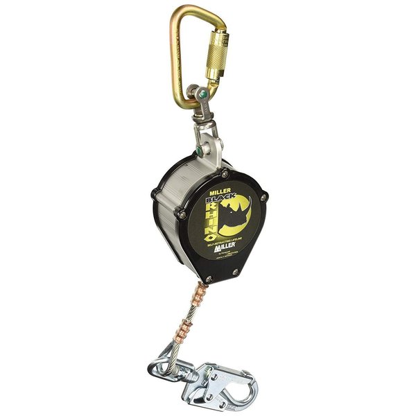 Honeywell Miller Black Rhino 9-Foot Self-Retracting Lifeline, Steel Swivel & Twist Lock Carabiner CFL-4-Z7/9FT